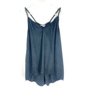 Vince Tie-Front Silk Camisole Tank Blouse Charcoal Large